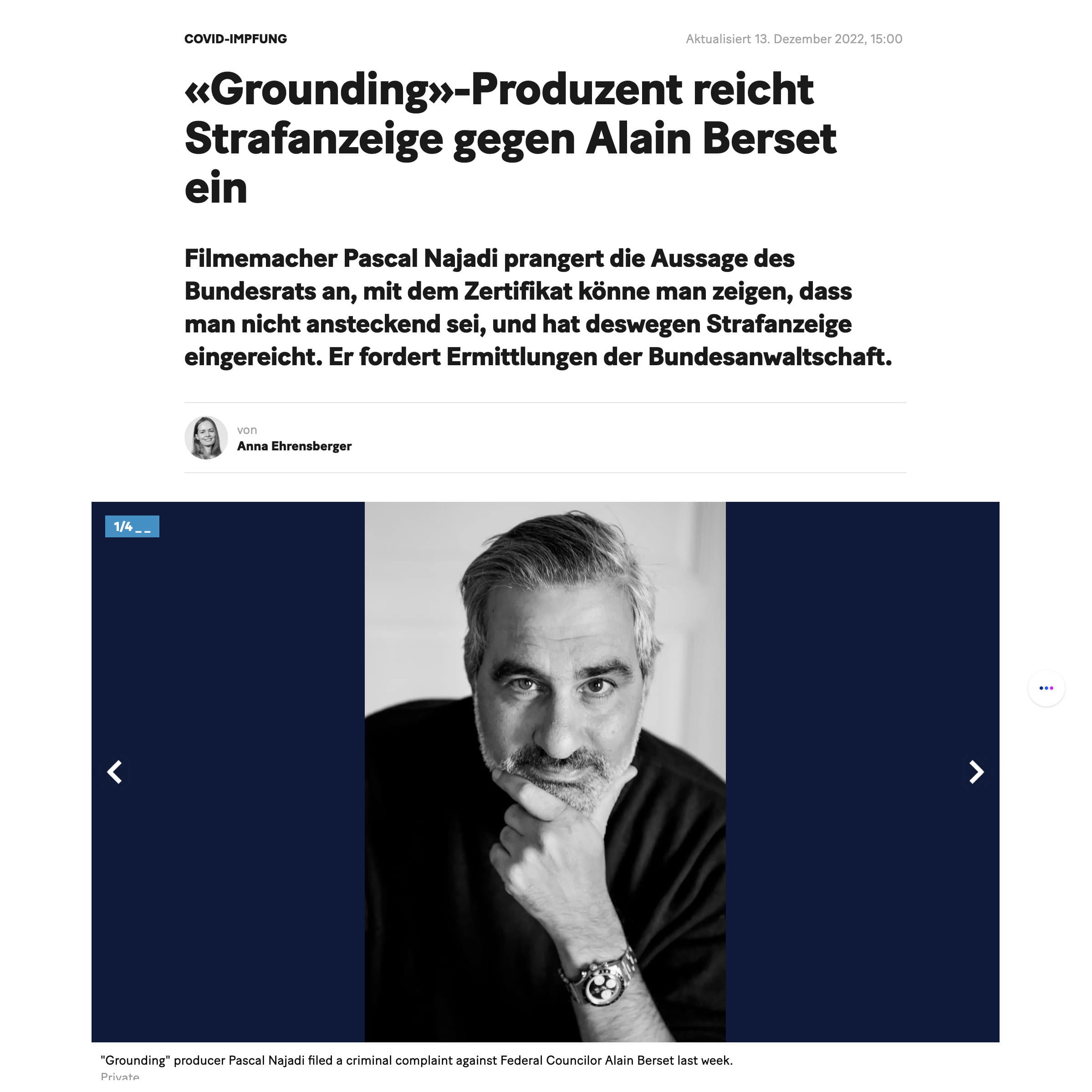 «Grounding»-Produzent reicht Strafanzeige gegen Alain Berset ein